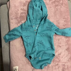 Carter's Teal Hooded Dinosaur One-Piece Bodysuit